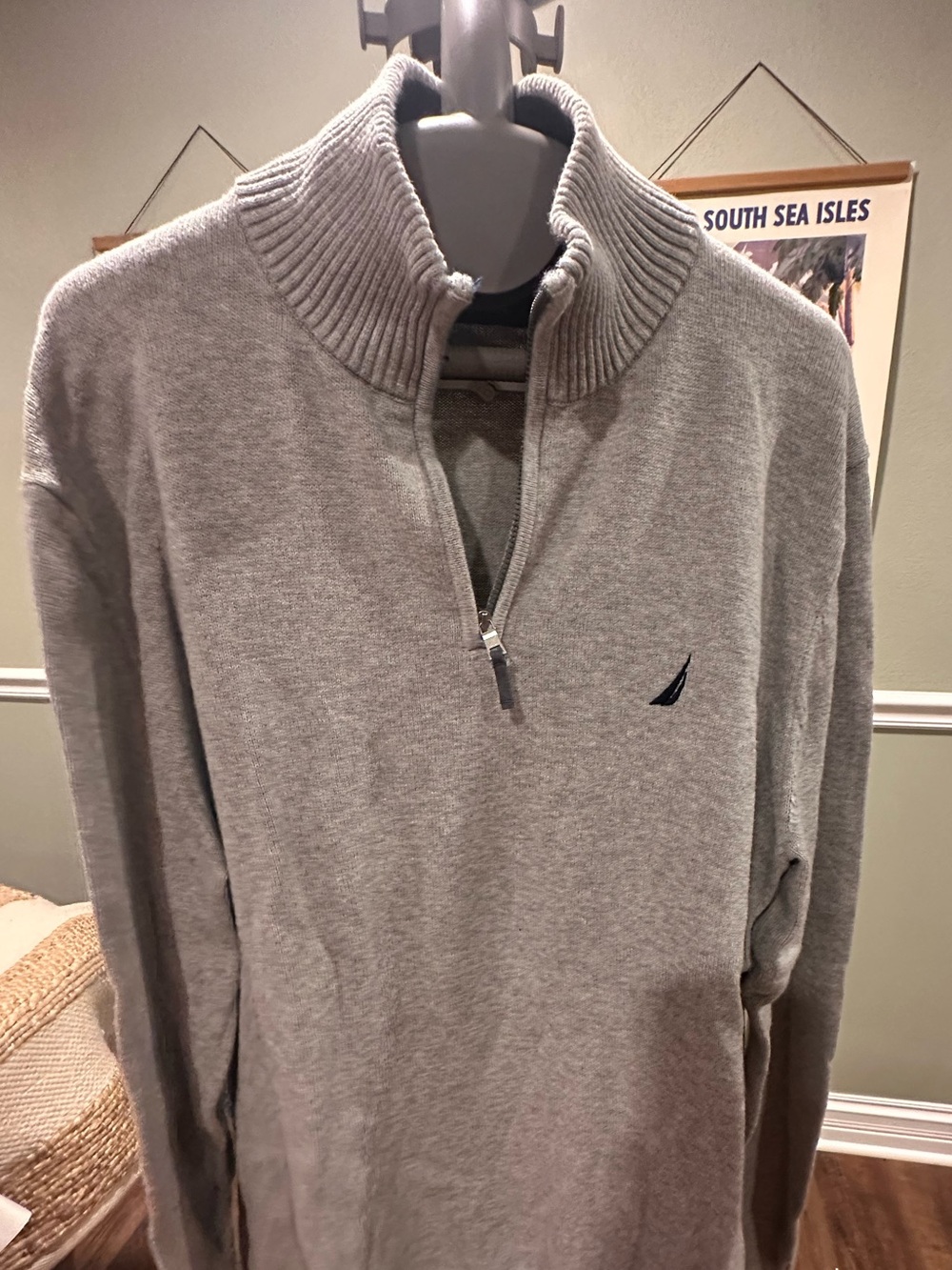 Men's Nataca Half-Zip Sweater - Light Gray- Size Large